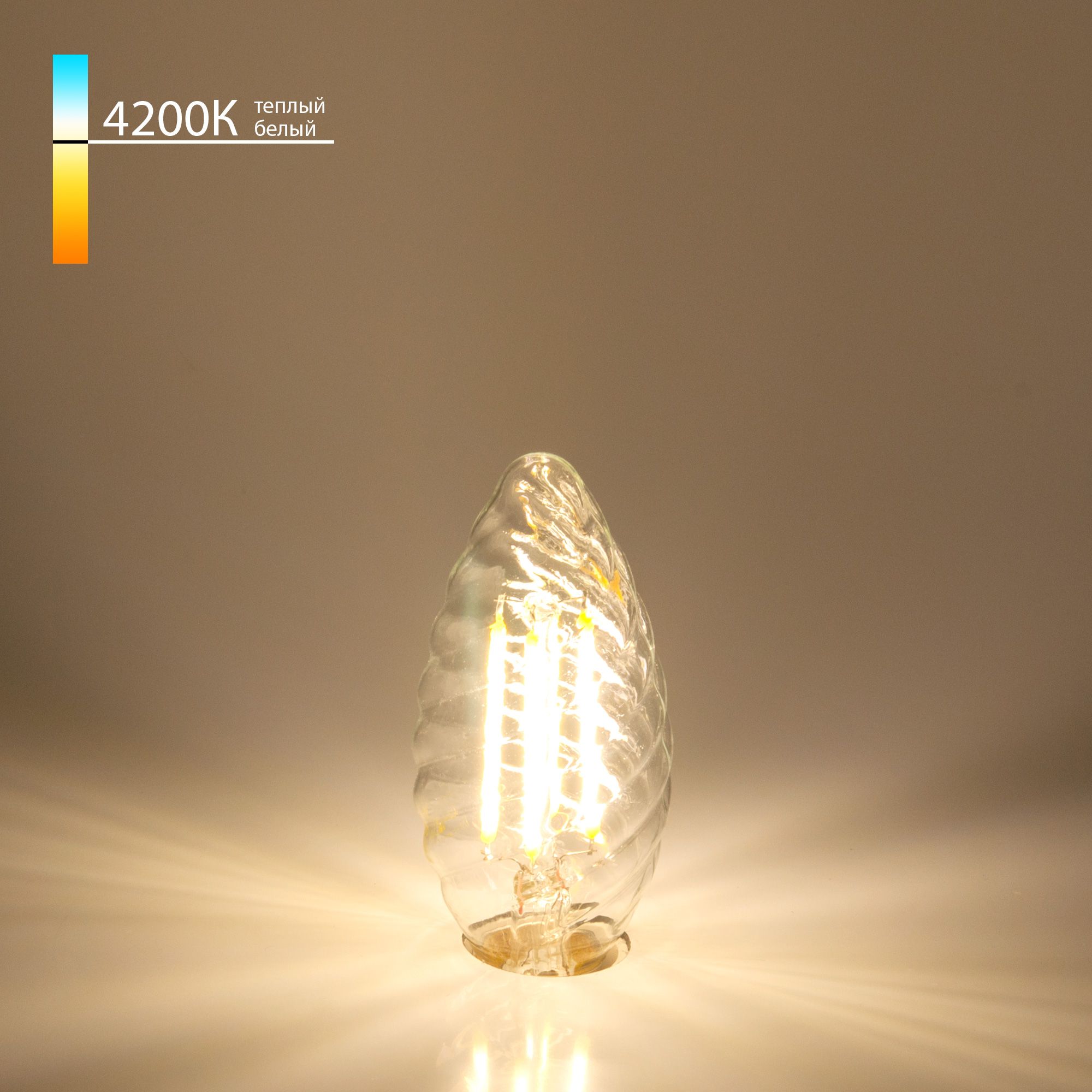 Филаментная светодиодная лампа Свеча витая F 7W 4200K E14 прозрачный BLE1414 BLE1414