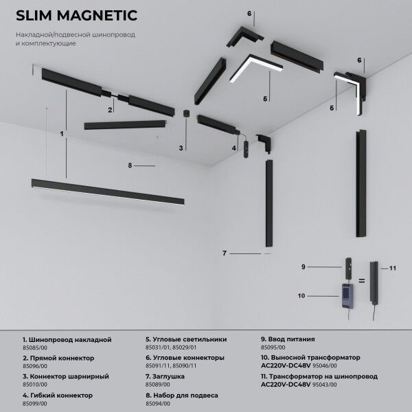 Slim Magnetic R06 Трековый светильник 10W 4200K Ringe (черный/серебро) 85506/01